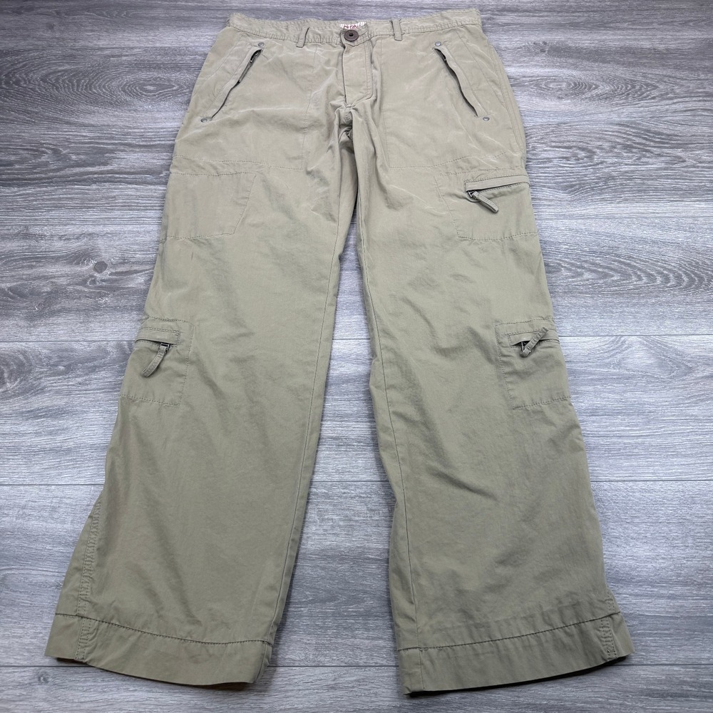 Alberto Cargo Pants Mens 34x30 Khaki Zip Pocket Poplin Utility Tactical Gorpcore
